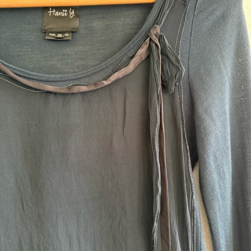 Y2K Hanii Y Long Sleeve Tie Detail Top - Picture 3 of 10